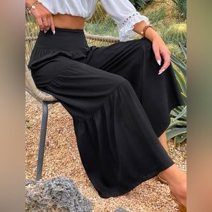High waist flowy wide leg black pants